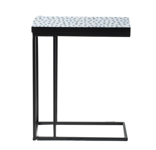 Speckled Black &amp; Indigo Side Table (44730) picket and rail
