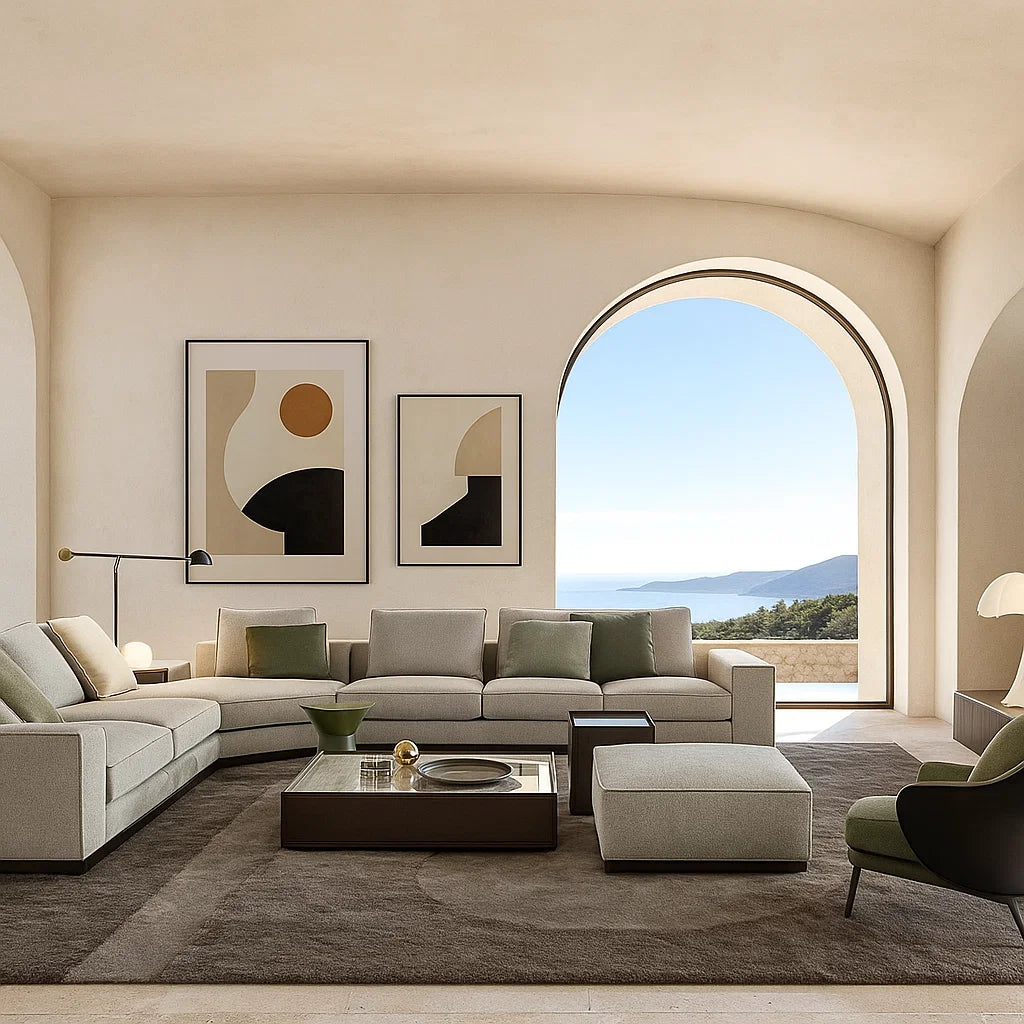 Strathen (SF12019) - Italian Minimalist Custom Sofa Bespoke in Leather & Fabric picket and rail