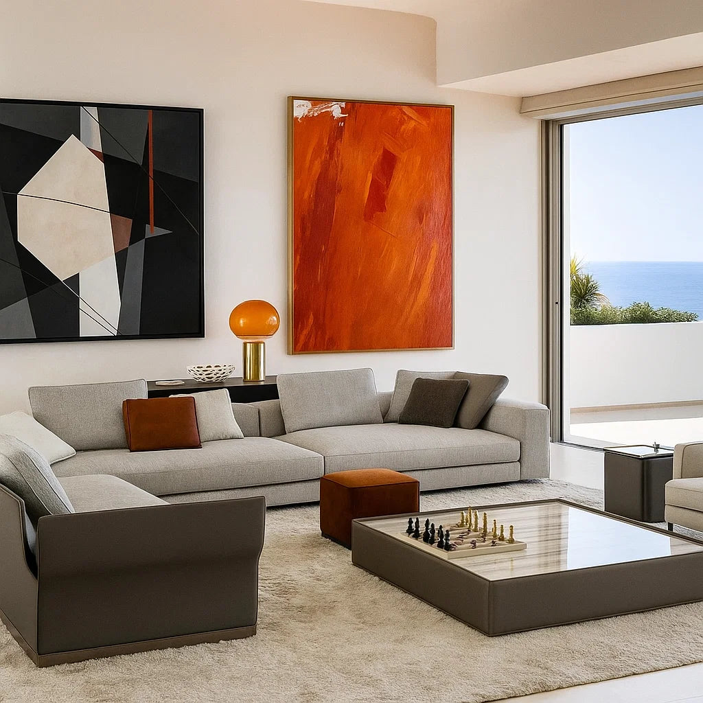 Strathen (SF12019) - Italian Minimalist Custom Sofa Bespoke in Leather & Fabric picket and rail