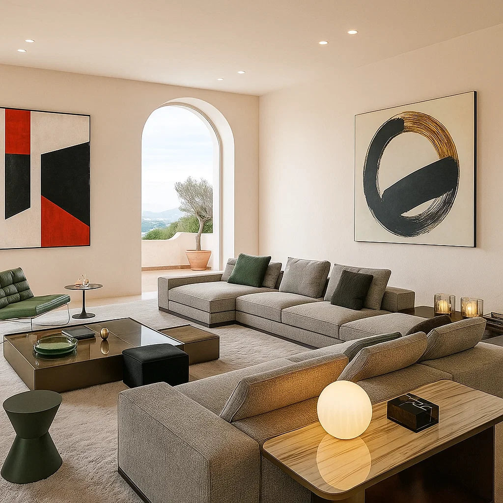 Strathen (SF12019) - Italian Minimalist Custom Sofa Bespoke in Leather & Fabric picket and rail