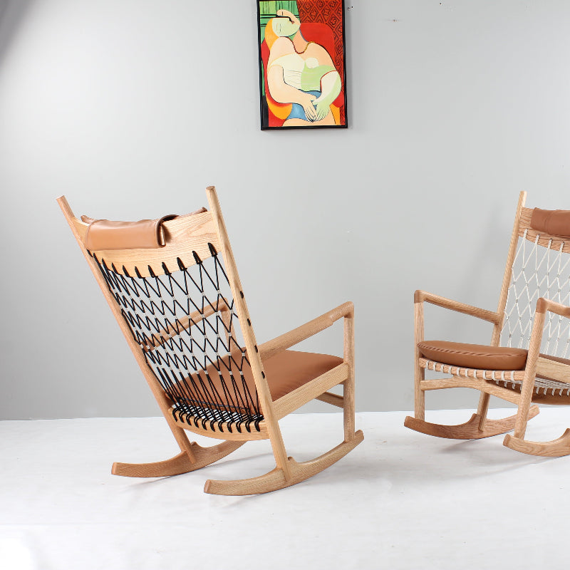 Swing Rocking Lounge Chair (CH2124) - Custom Solid Wood American Oak Lounge Chair Mid-Century Architect-Inspired Scandinavian Minimalist picket and rail