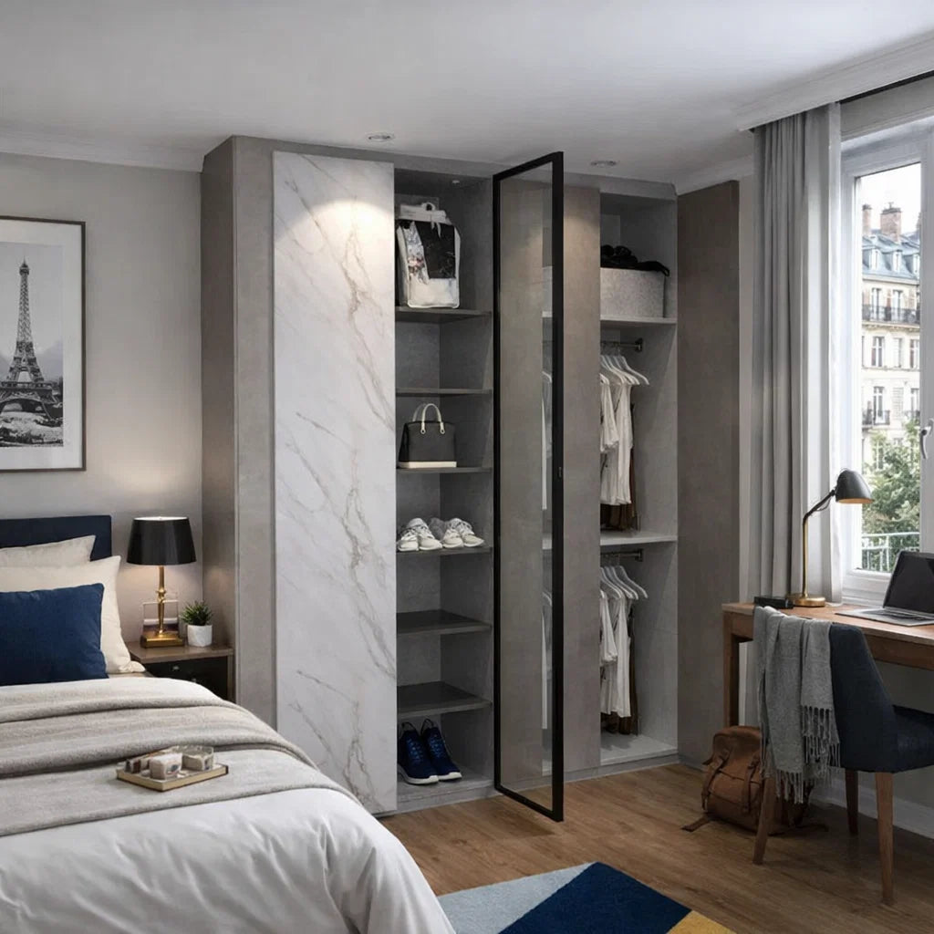 Custom Wardrobe System (Rock) Length 1.2-1.5m Full Height Swing Door System (Built-In or Freestanding)