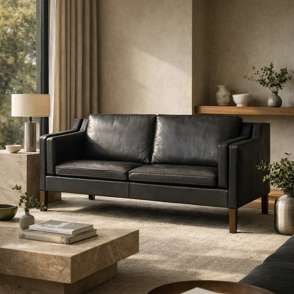 Morgan CH2002 Custom Mid Century Minimalist Design 2-Seater Sofa | Pet Friendly Fabric & Leather