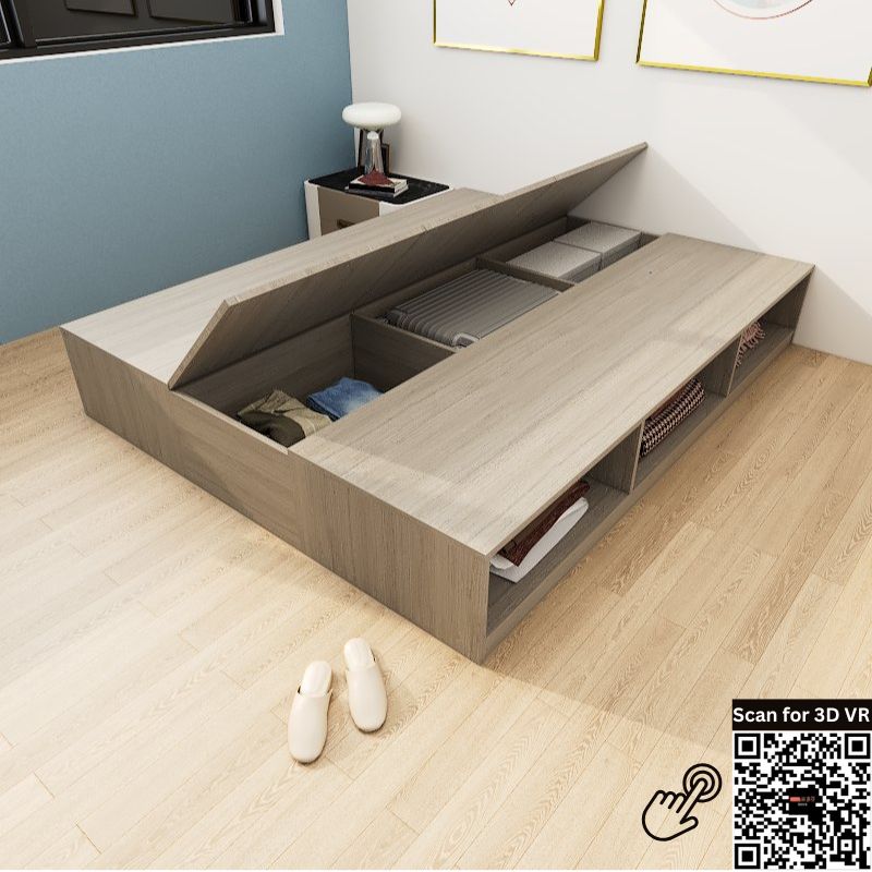 Tatami Platform Storage Bed King Size 3-Top Swing Door 6-Open Shelves - Assorted Colors (TK10)