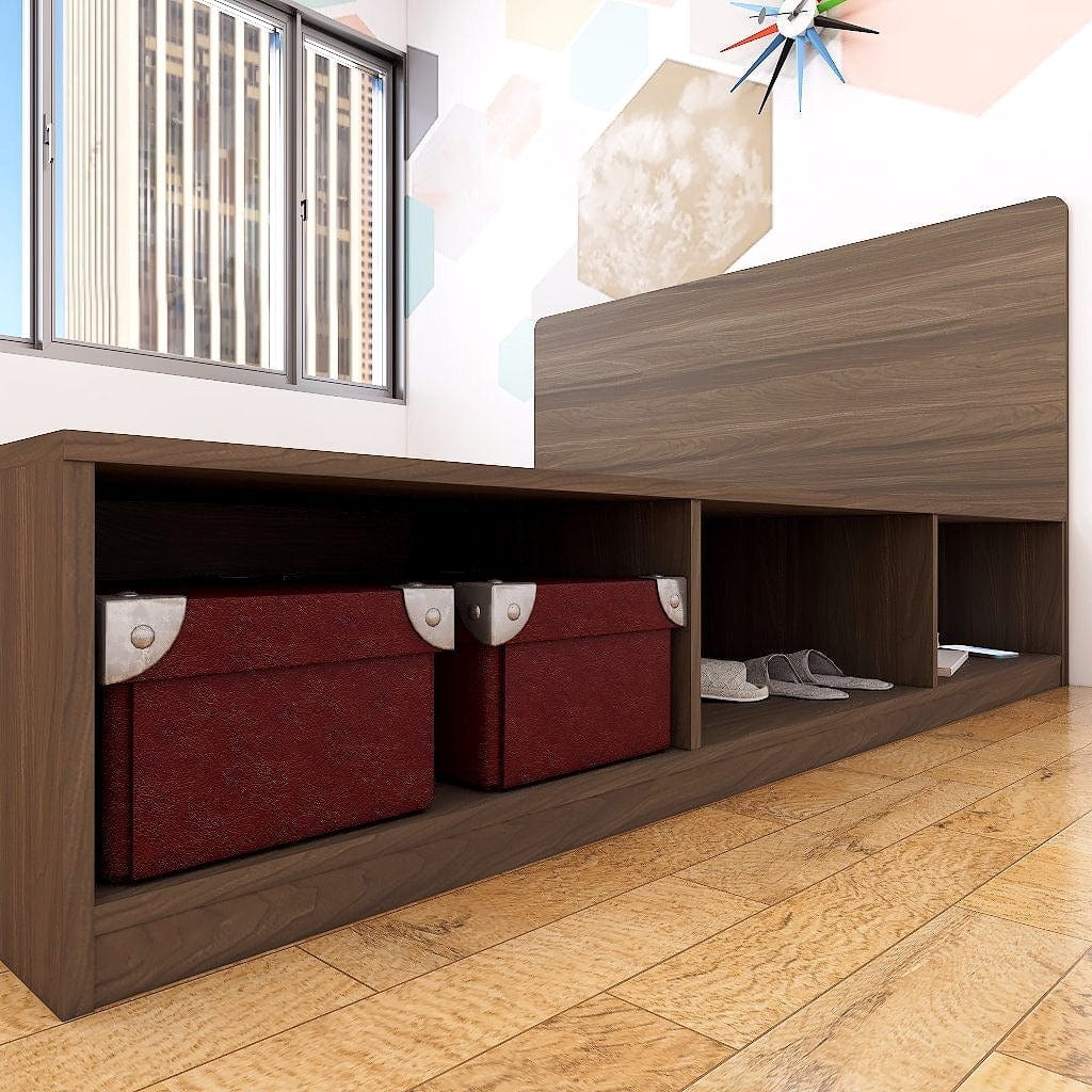 Tatami Queen Storage Bed 2-Up Turning doors and 6-Open Shelves - Assorted Colors (TQ16) picket and rail