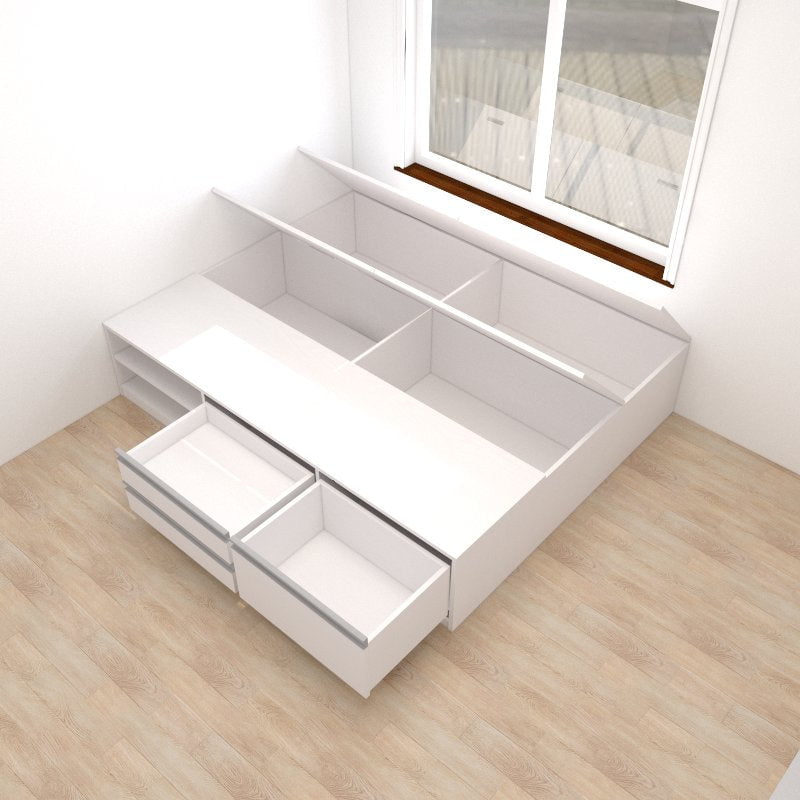 Tatami Queen Storage Bed 3-Drawer 4-Top Swing Door 2-Open Shelves - Assorted Colors (TQ9) picket and rail