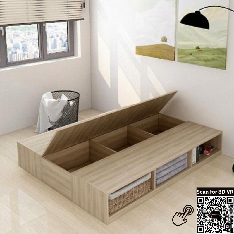 Tatami Platform Storage Bed Queen Size - 3-Top Swing Door 6-Open Shelves - Assorted Colors (TQ10)