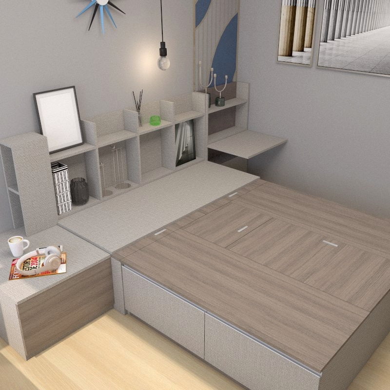 Tatami Queen Storage Bed 4Drawer 3Top Swing Door with MultiStorage