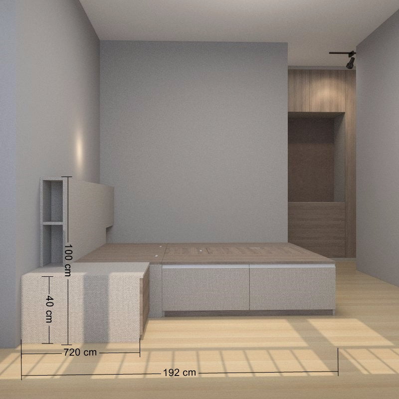 Tatami Queen Storage Bed 4Drawer 3Top Swing Door with MultiStorage