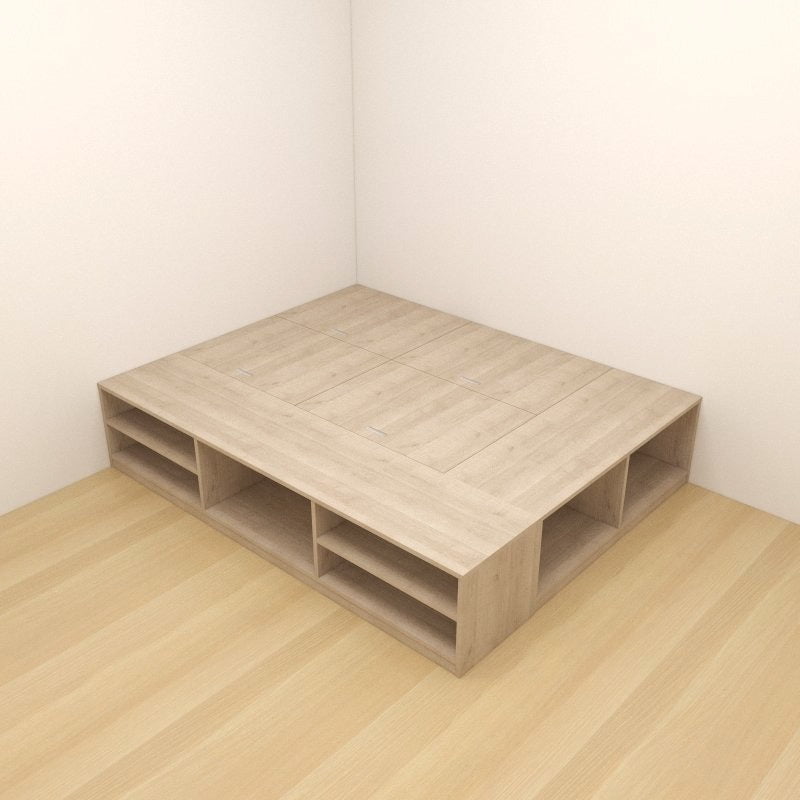 Tatami Queen Storage Bed 4-Top Swing Door 7-Open Shelves - Assorted Colors (TQ7) picket and rail