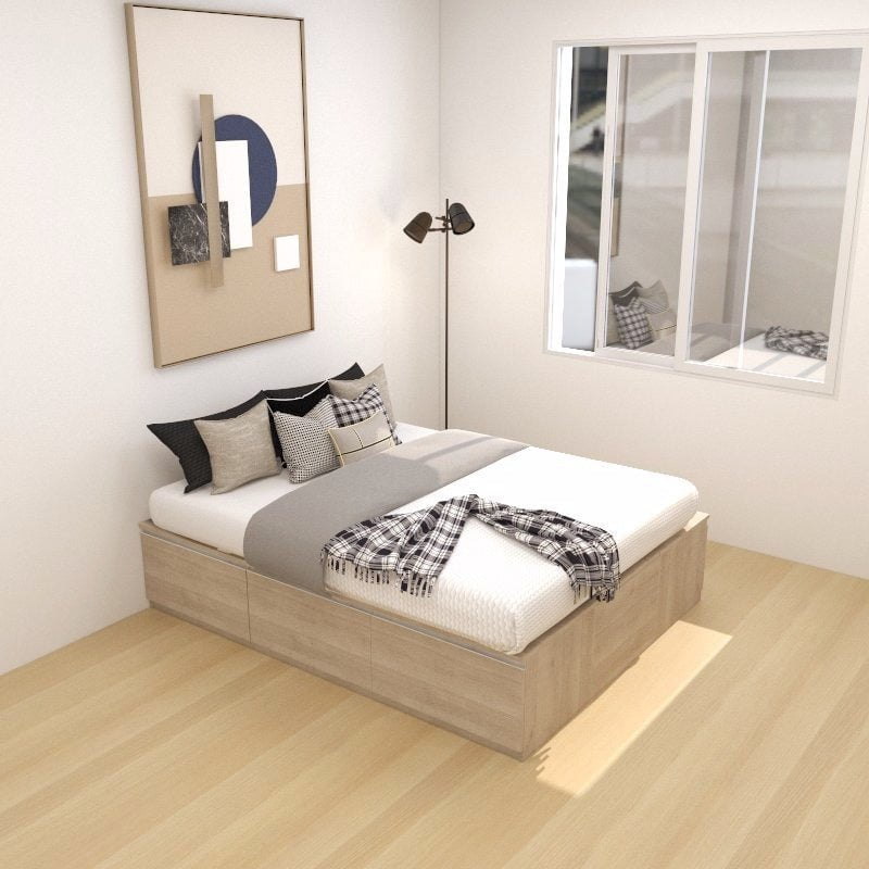 Tatami Queen Storage Bed 6Drawer 3Top Swing Door Assorted Colors