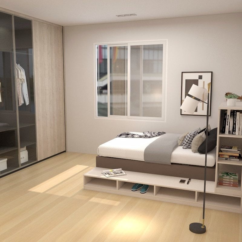 Tatami Queen Storage Bed 6-Top Swing Door with Multi-Storage Headboard (C28) picket and rail