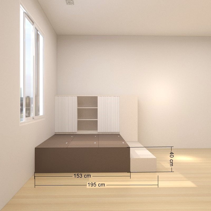 Tatami Queen Storage Bed 6Top Swing Door with MultiStorage Headboard