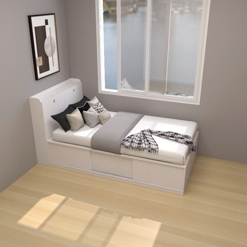 Tatami Single Storage Bed 3Door Sliding 2Top Swing Door Assorted C