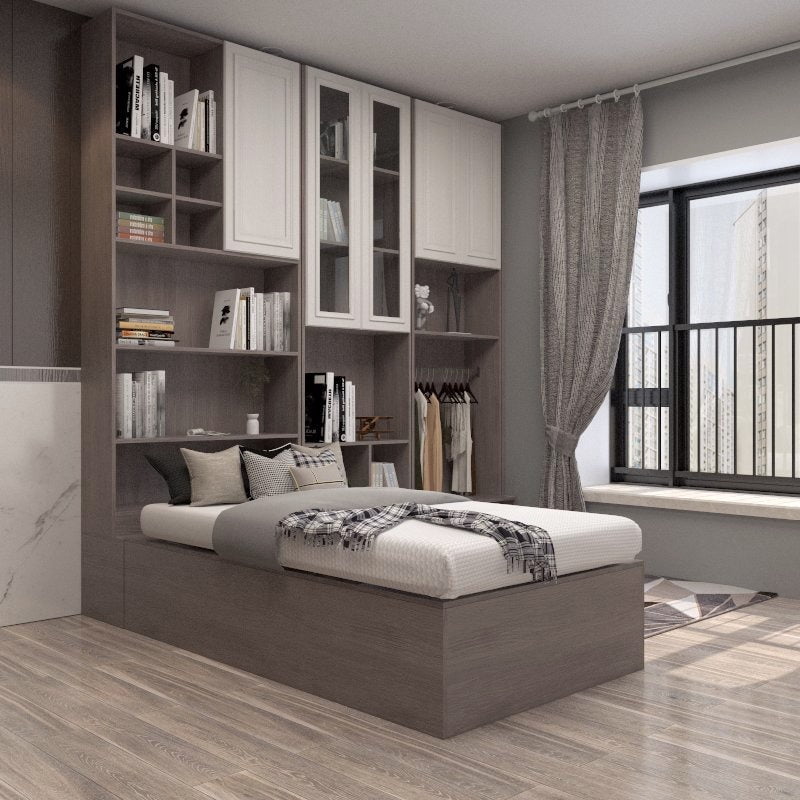 Tatami Single Storage Bed 6Top Swing Door with FullHeight Extended C