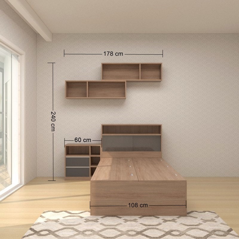 Tatami Single Storage Bed 6Top Swing Door with