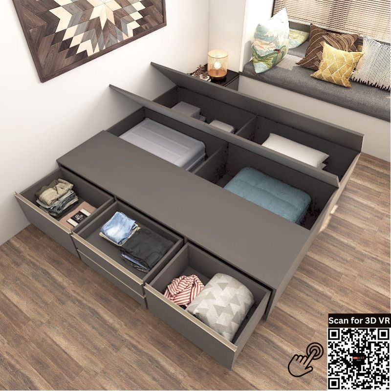 Tatami Storage® Platform Bed King Size 3-Drawer 4-Top Swing Door - Assorted Colors (TK6) picket and rail