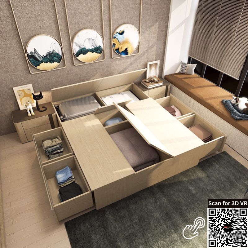 Tatami Storage® Platform Bed King Size 4-Drawer 4-Top Swing Door - Assorted Colors (TK4) picket and rail