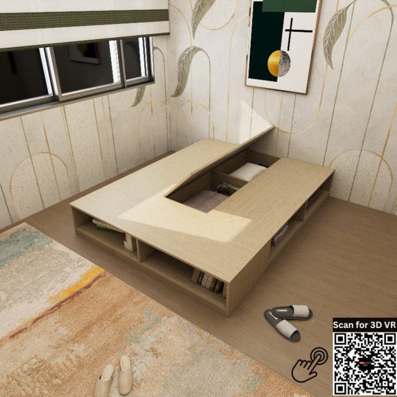 Tatami Storage® Platform Bed King Size 6-Open Shelves 2-Top Swing Door - Assorted Colors (TK11) picket and rail