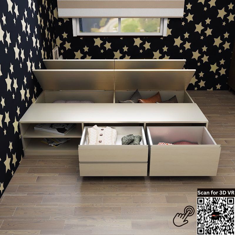 Tatami Storage® Platform Bed Queen Size 3-Drawer 4-Top Swing Door 2-Open Shelves - Assorted Colors (TQ9) picket and rail