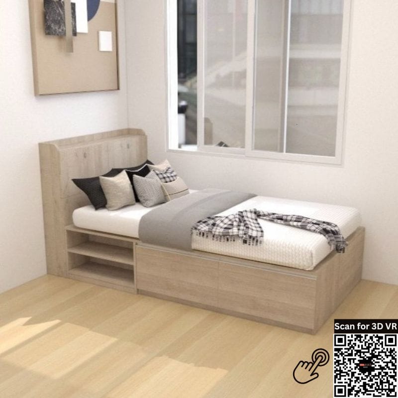 Tatami Storage® Platform Bed Single Size 2-Drawer 3-Top Swing Door 2-Open Shelves - Assorted Colors (TS2) picket and rail