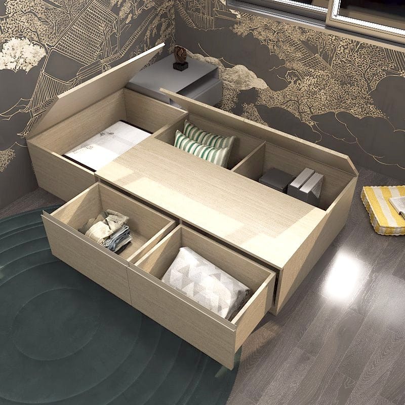 Tatami Storage® Platform Bed Single Size 2-Drawer 3-Top Swing Door - Assorted Colors (TS3) picket and rail