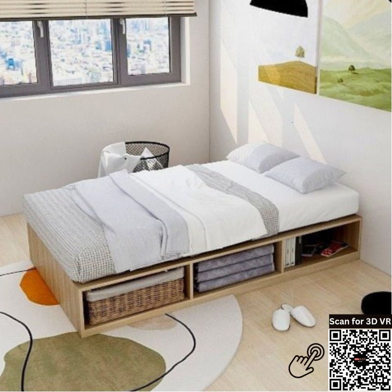 Tatami Storage® Platform Bed Single Size 6-Open Shelves - Assorted Colors (TS10) picket and rail