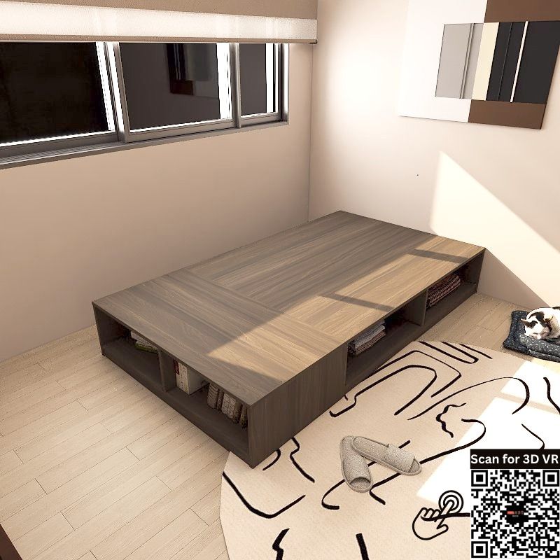 Tatami Storage® Platform Bed Single Size 6-Open Shelves - Assorted Colors (TS11) picket and rail