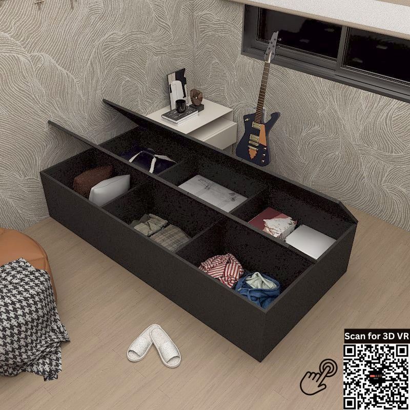 Tatami Storage® Platform Bed Single Size 6-Top Swing Door - Assorted Colors (TS8) picket and rail