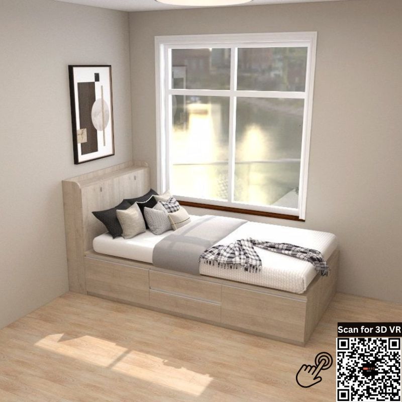 Tatami Storage® Platform Bed Super Single Size 4-Drawer 3-Top Swing Door - Assorted Colors (TSS6) picket and rail