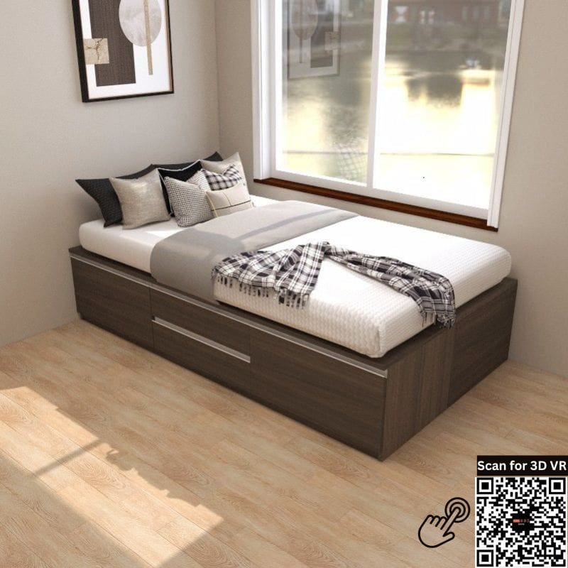 Tatami Storage® Platform Bed Super Single Size 4-Drawer 3-Top Swing Door - Assorted Colors (TSS6) picket and rail