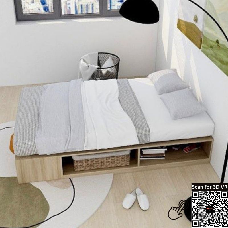 Tatami Storage® Platform Bed Super Single Size 6-Open Shelves - Assorted Colors (TSS11) picket and rail