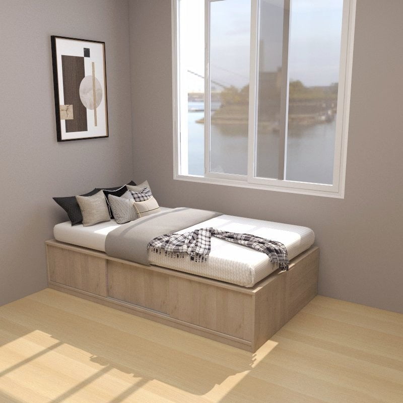 Tatami Super Single Storage Bed 3Door Sliding 2Top Swing Door Asso