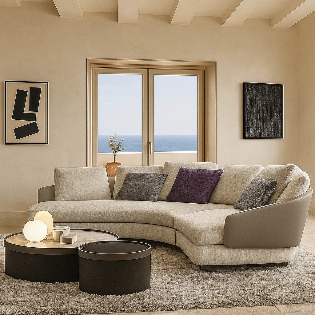 Trevan (SF12020) - Italian Minimalist Custom Sofa Bespoke in Leather & Fabric picket and rail