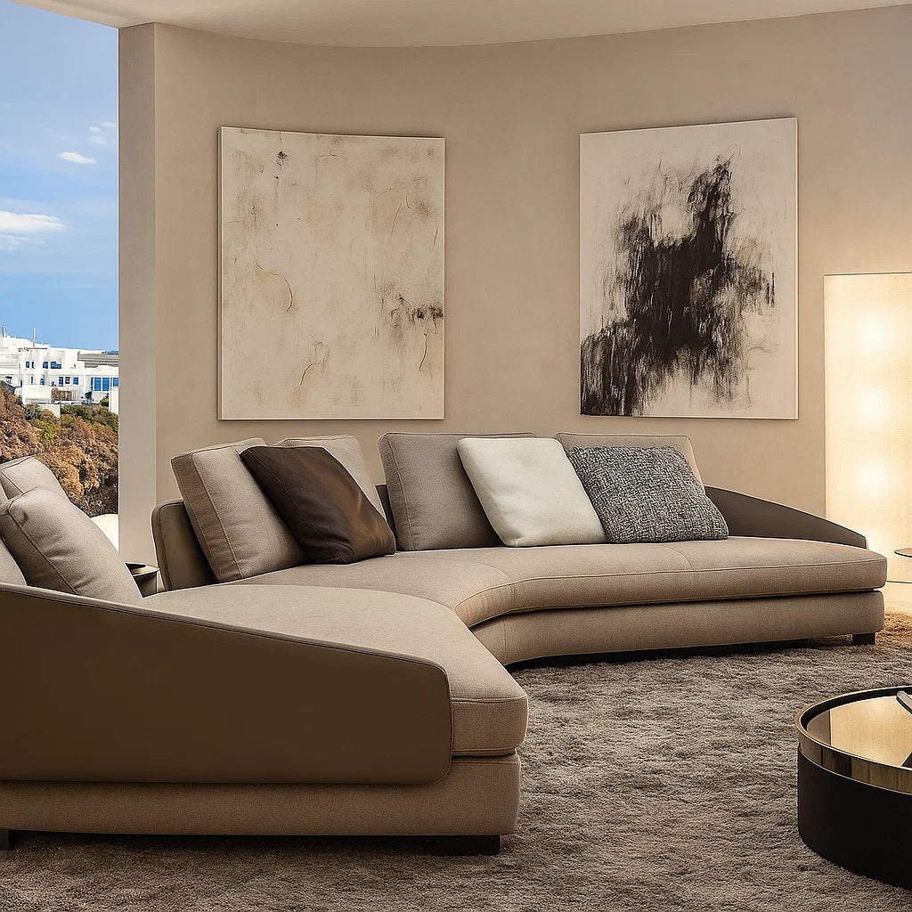 Trevan (SF12020) - Italian Minimalist Custom Sofa Bespoke in Leather & Fabric picket and rail