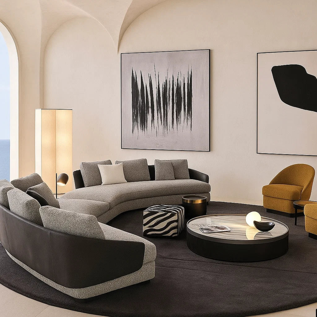 Trevan (SF12020) - Italian Minimalist Custom Sofa Bespoke in Leather & Fabric picket and rail