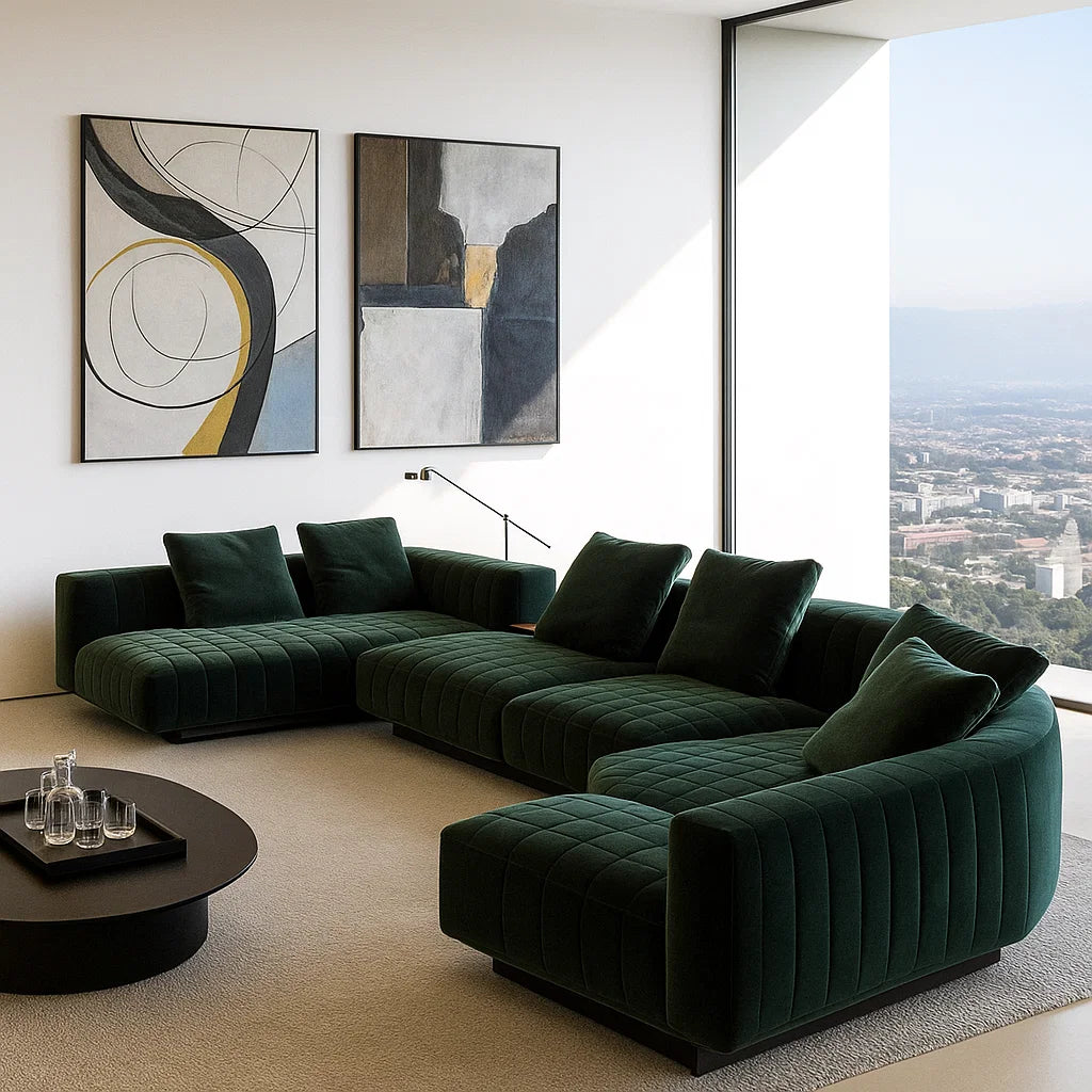 Twilight (SF12006) - Italian Minimalist Custom Sofa Bespoke in Leather & Fabric picket and rail