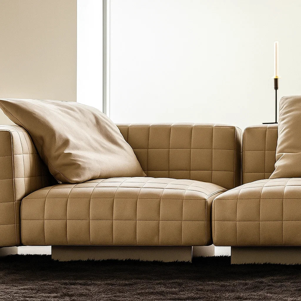 Twilight (SF12006) - Italian Minimalist Custom Sofa Bespoke in Leather & Fabric picket and rail