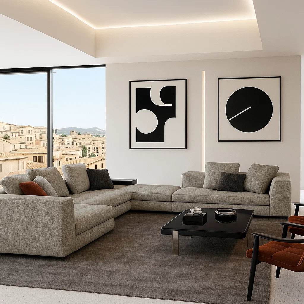 Valden (SF12017)- Italian Minimalist Custom Sofa Bespoke in Leather & Fabric picket and rail