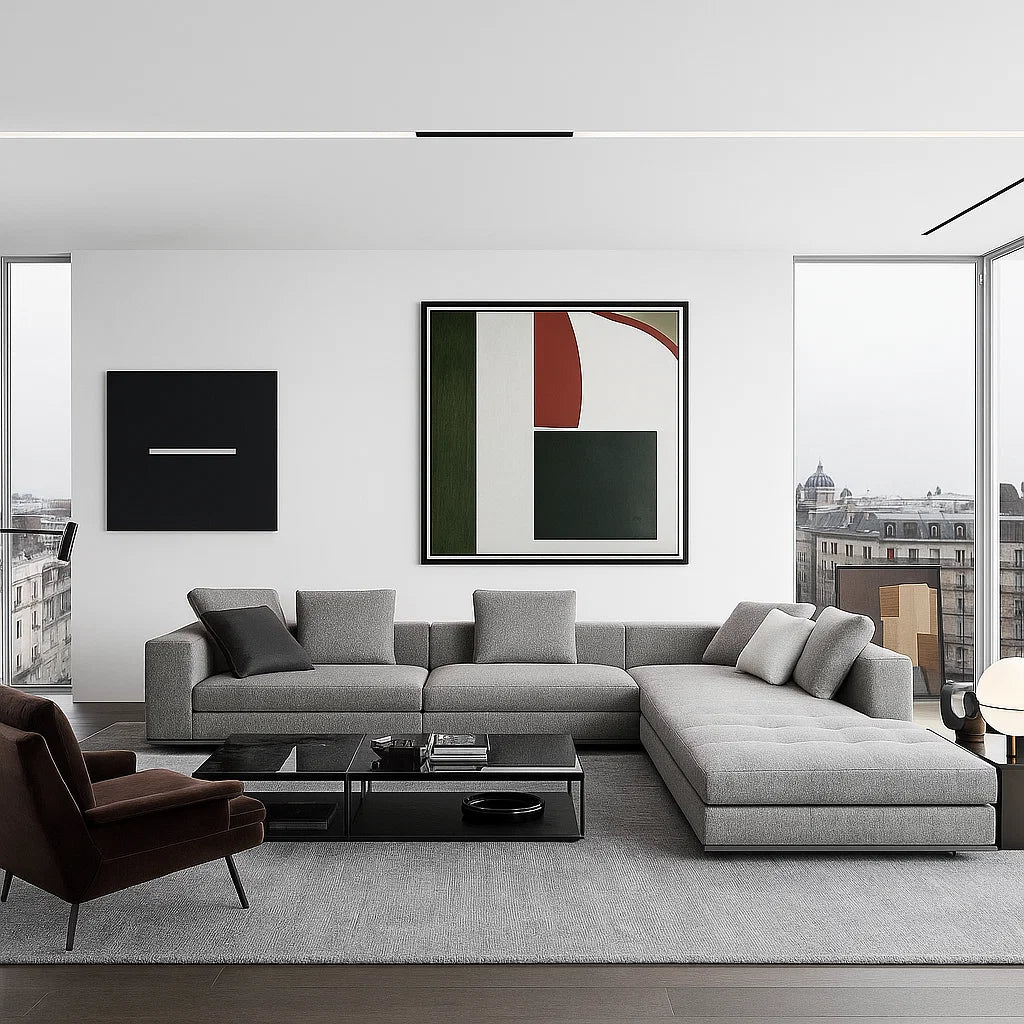 Valden (SF12017)- Italian Minimalist Custom Sofa Bespoke in Leather & Fabric picket and rail