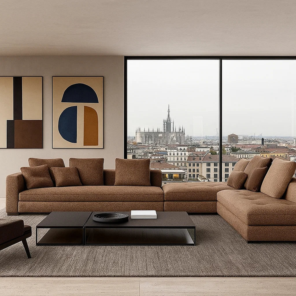 Valden (SF12017)- Italian Minimalist Custom Sofa Bespoke in Leather & Fabric picket and rail