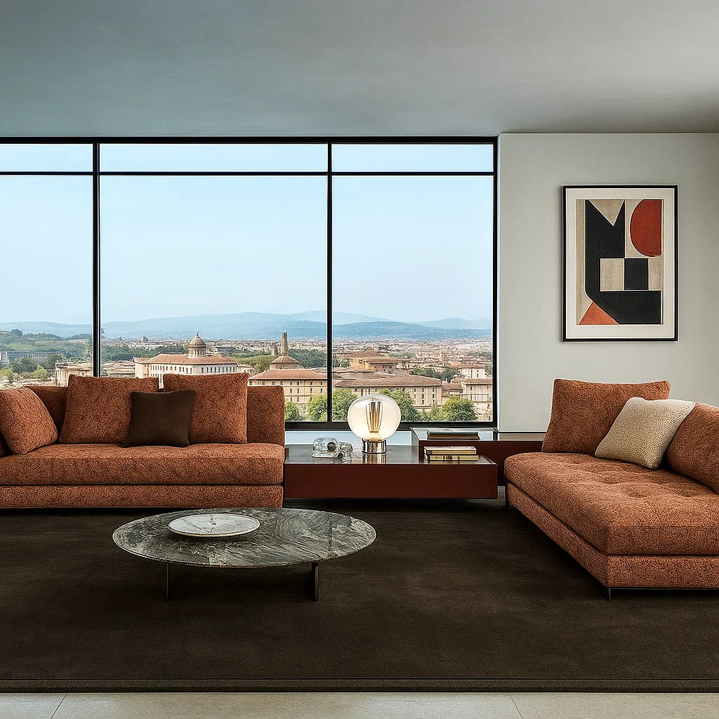 Valden (SF12017)- Italian Minimalist Custom Sofa Bespoke in Leather & Fabric picket and rail