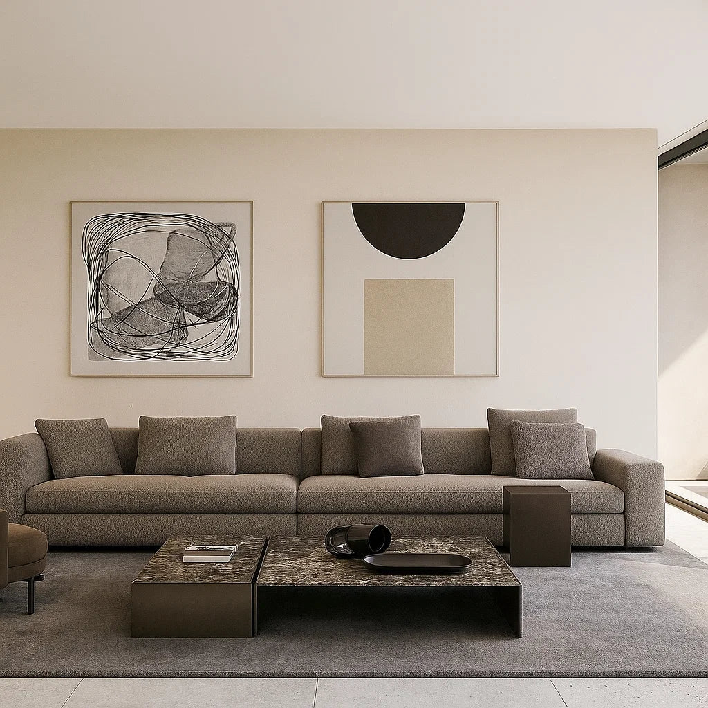 Valden (SF12017)- Italian Minimalist Custom Sofa Bespoke in Leather & Fabric picket and rail