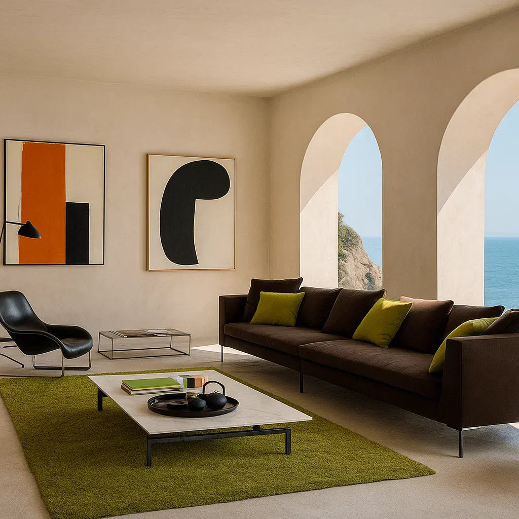 Valerio (SF-12041) - Italian Minimalist Custom Sofa Bespoke in Leather & Fabric picket and rail