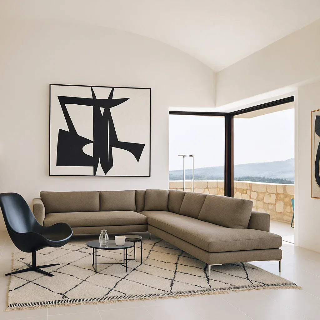 Valerio (SF-12041) - Italian Minimalist Custom Sofa Bespoke in Leather & Fabric picket and rail