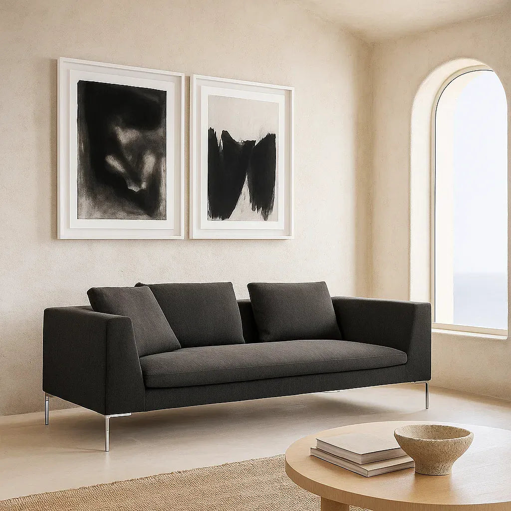 Valerio (SF-12041) - Italian Minimalist Custom Sofa Bespoke in Leather & Fabric picket and rail