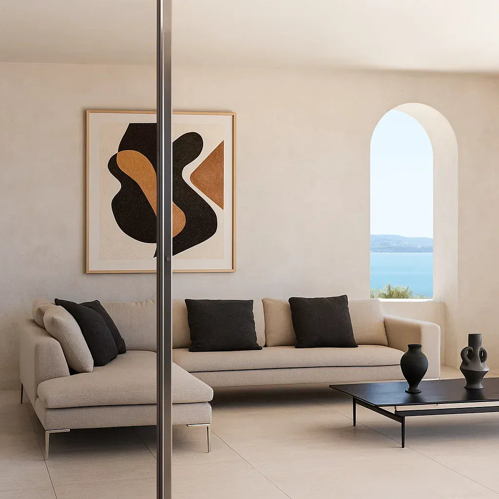 Valerio (SF-12041) - Italian Minimalist Custom Sofa Bespoke in Leather & Fabric picket and rail