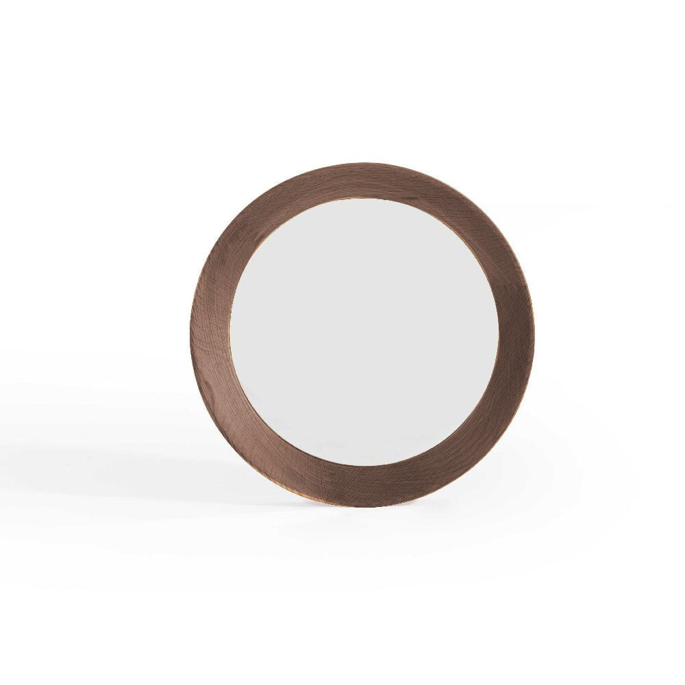 VELODROME 37cm Round Wall Mirror in Walnut (MCS-SD9163E-WAL)(C2209) picket and rail