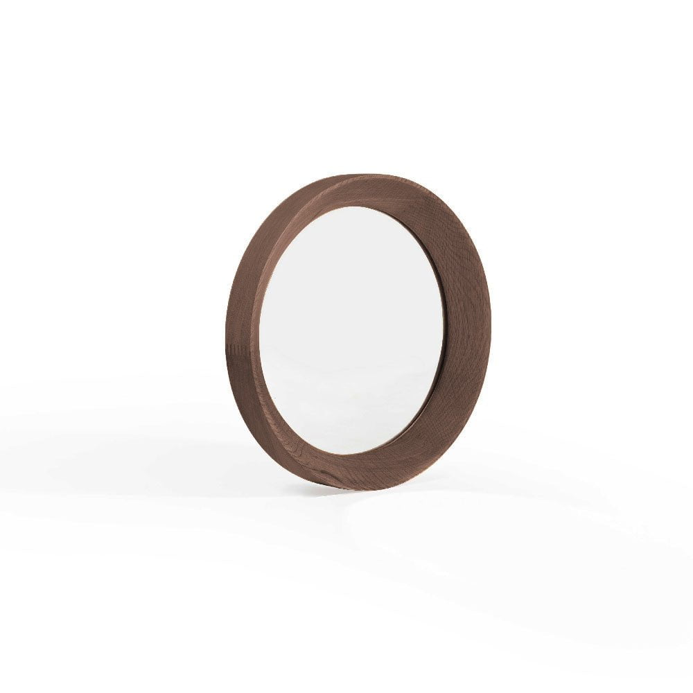 VELODROME 37cm Round Wall Mirror in Walnut (MCS-SD9163E-WAL)(C2209) picket and rail