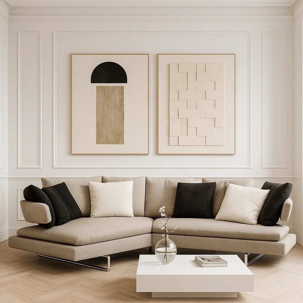 Veyric (SF12046) - Italian Minimalist Custom Sofa Bespoke in Leather & Fabric picket and rail